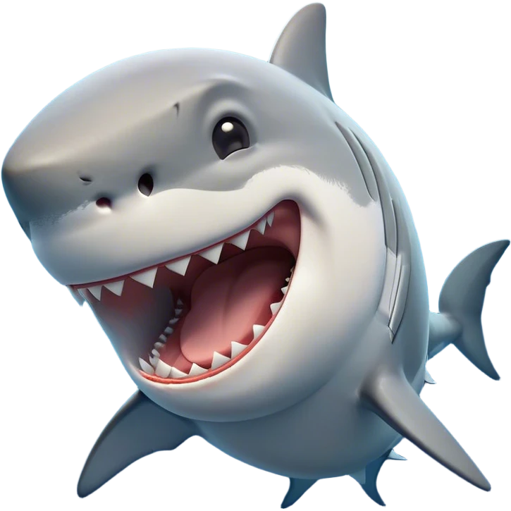 Cinematic Cute Yawning Great White Shark Portrait Emoji, Head tilted slightly with a dramatic, wide-open yawn, showcasing its robust, streamlined form with a slightly open mouth revealing powerful jaws and sleepy, half-closed eyes, Simplified yet irresistibly adorable features, highly detailed, glowing with a soft, cozy oceanic glow, high shine, relaxed yet expressive, stylized with a hint of whimsical aquatic ease, soft glowing outline, capturing the essence of a drowsy yet affectionate great white shark that appears ready to stretch and yawn its way out of the screen! emoji
