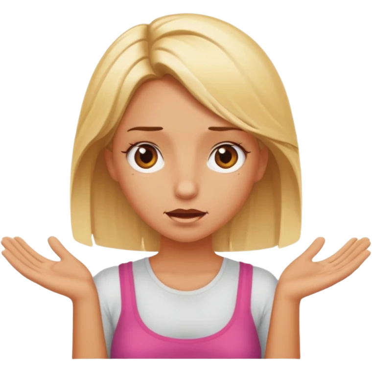 Blonde sunburnt girl shrugging emoji