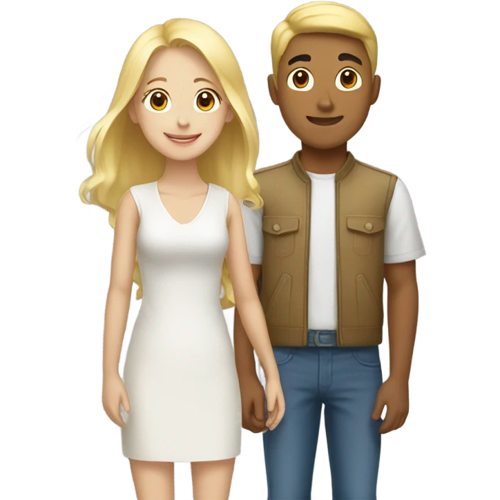 blonde girl asian guy emoji