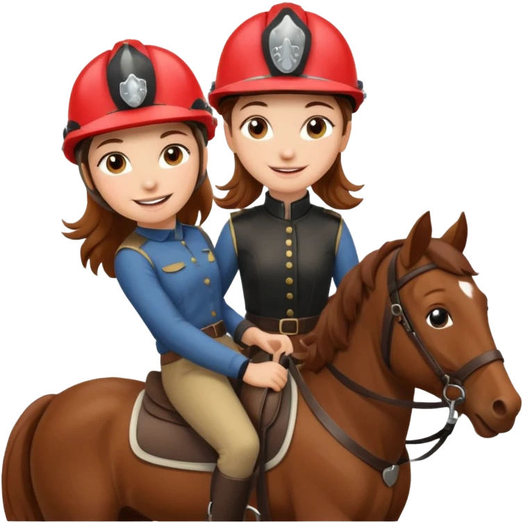 brown haired girl on a cheatnut hporse smiling' emoji