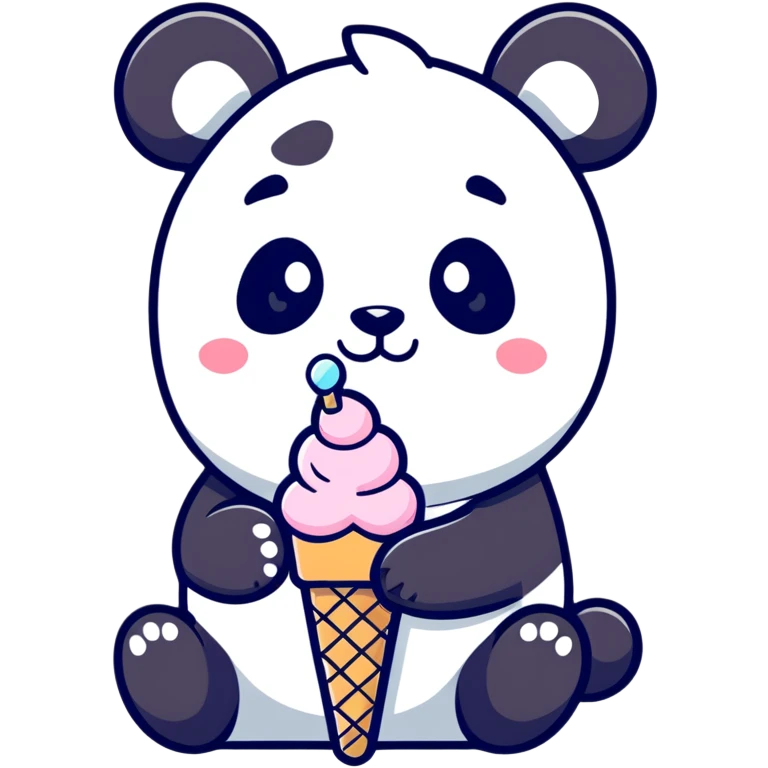 Panda eating ice cream emoji