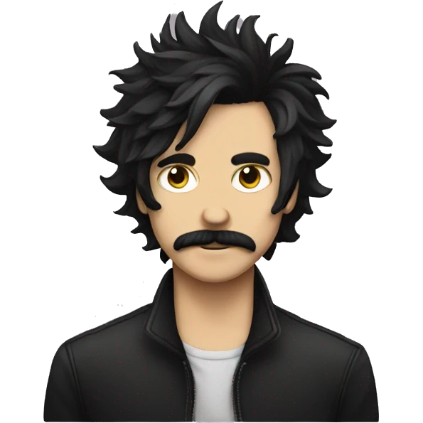 emo boy with shaggy hair and moustache emoji