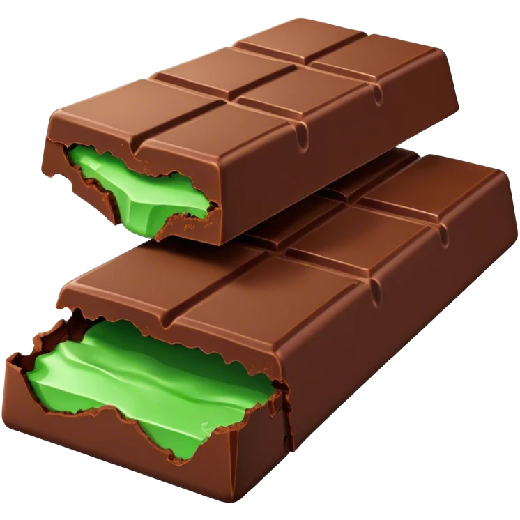 Big chocolate bar Broken open  with green weird stuff inside of the chocolate bar  emoji