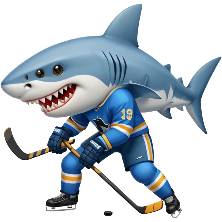 Shark as a hockey player emoji