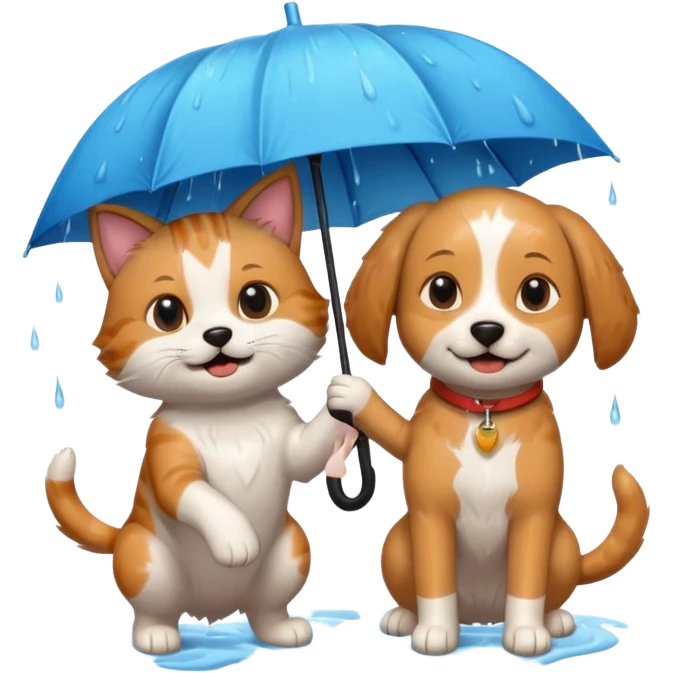 dog and cat playing in the rain emoji