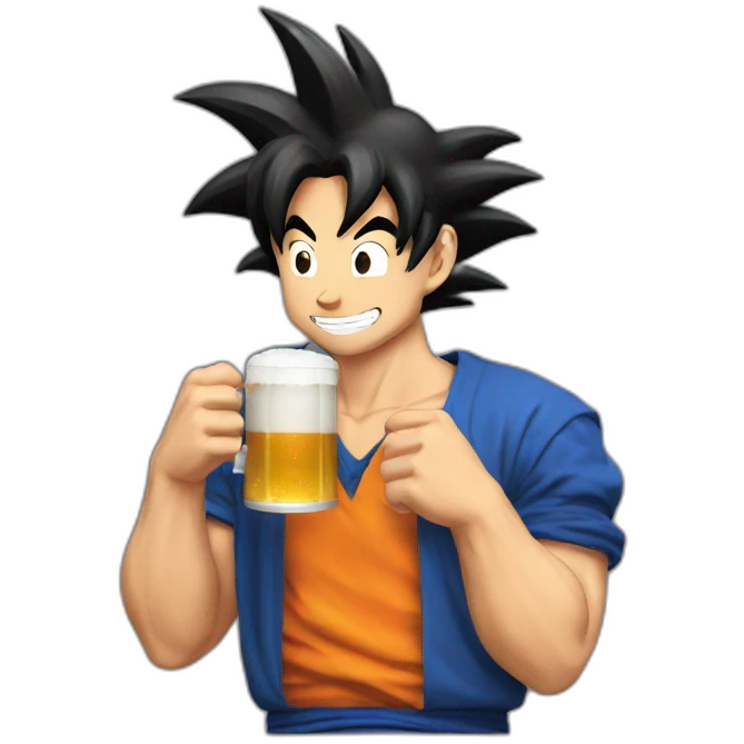 goku drinking a beer emoji