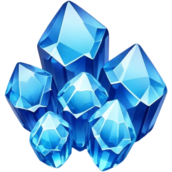 5 blue cristals forming a small pile emoji