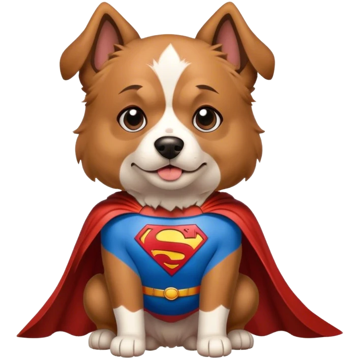 Un chien qui vole avec le déguisement de Superman emoji
