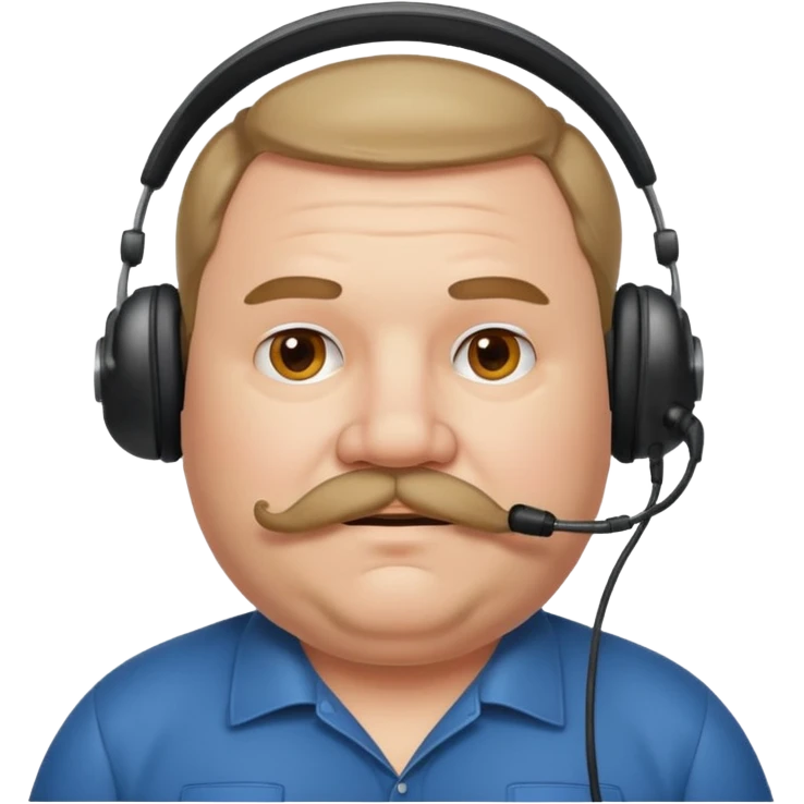 receptionist face very fat mustached guy with headset emoji