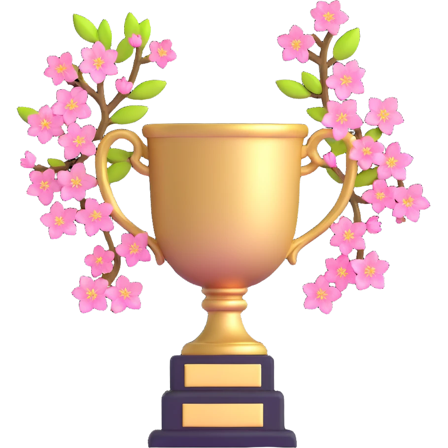 golden spring trophy with cherry blossoms emoji