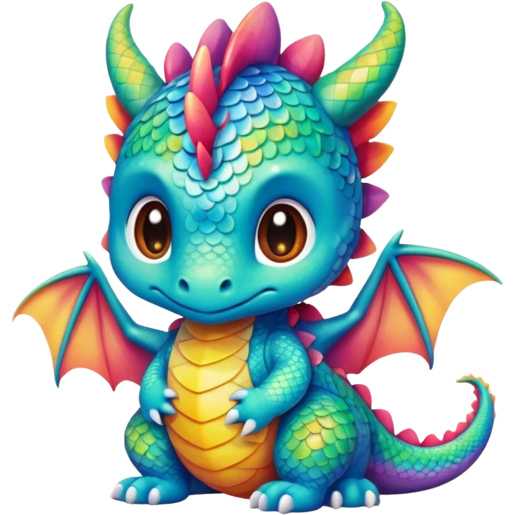 A rainbow cute little baby dragon  Kawaii emoji