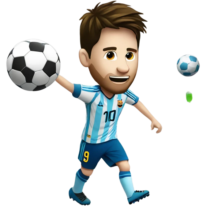 Messi kicking soccer ball into hospital emoji