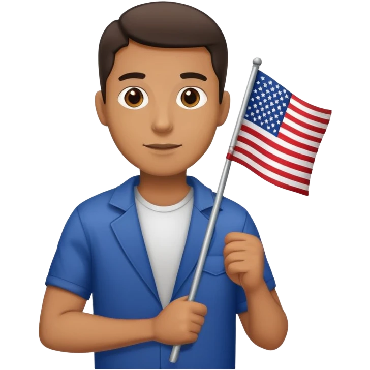 Man with American flag emoji