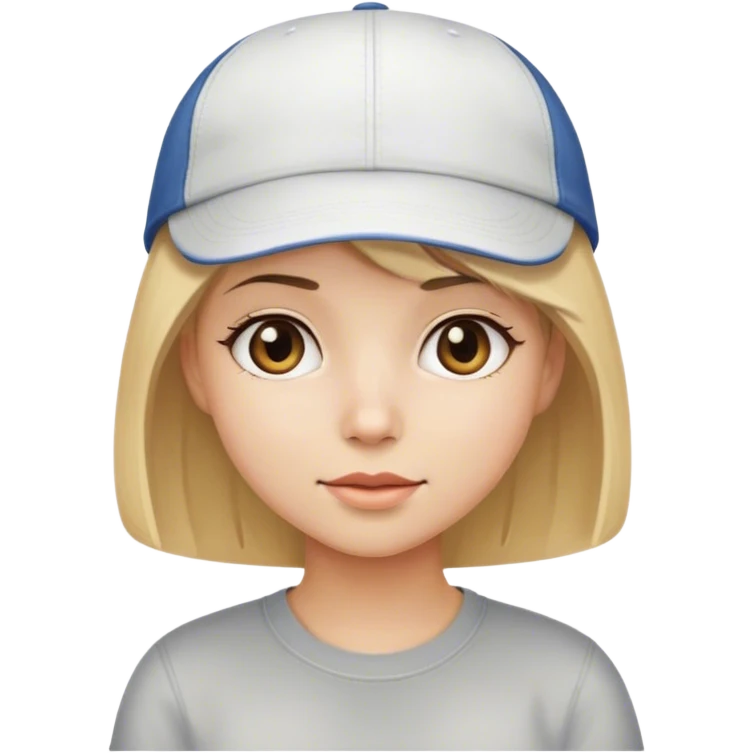 A girl with a bob cut blonde hair wearing cap emoji