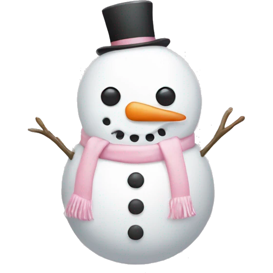 Cute white and light pink snowman emoji