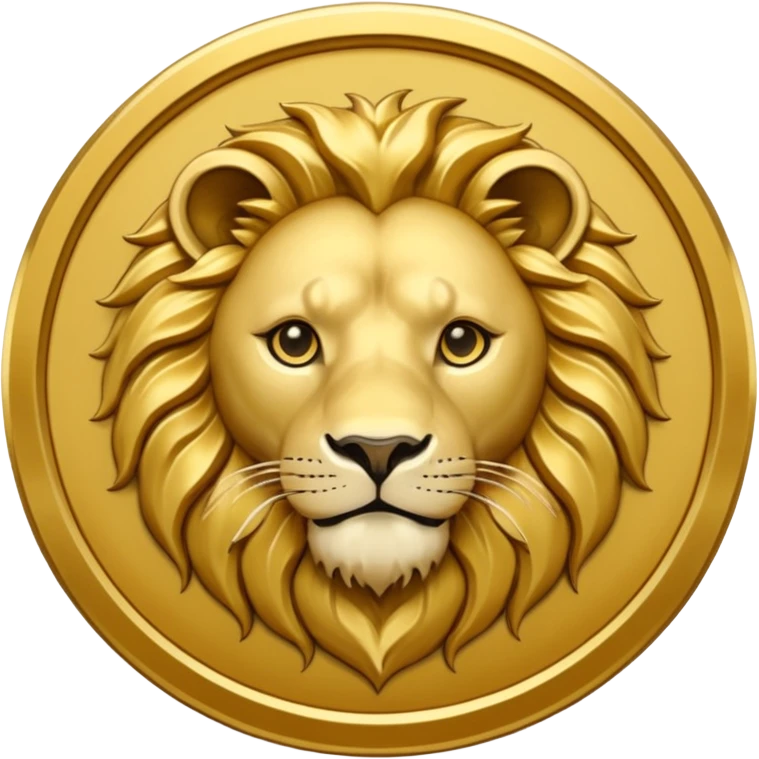 Fais un emoji de pièce d'or ronde avec l'inscription "F" dessus et un lion très détaillé gravé sur la pièce. Le F et le lion doivent être très lisible ainsi que les détails autour de la pièce.Le lion doit être gravé et en 2D il doit pas ressortir, il doit être subtile, le F doit être très visible emoji