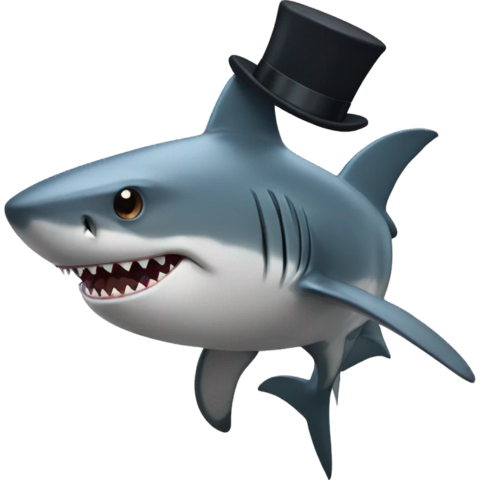 Shark with a top hat emoji