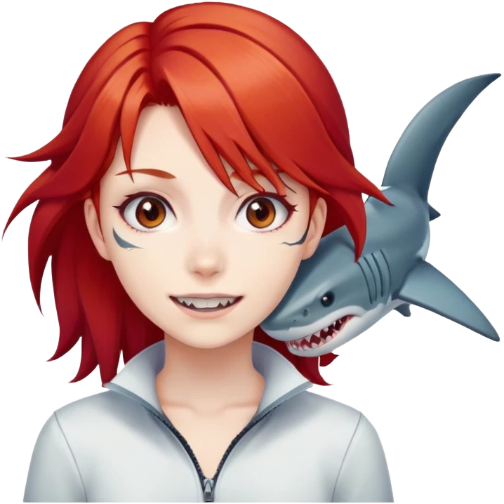 red hair anime girl shark teeth emoji