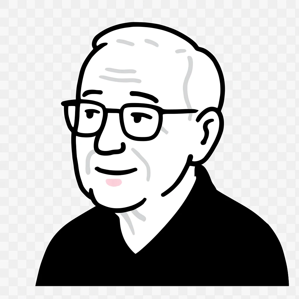 A thoughtful elderly man with glasses, gentle wrinkles, and a kind expression, looking slightly to the side emoji