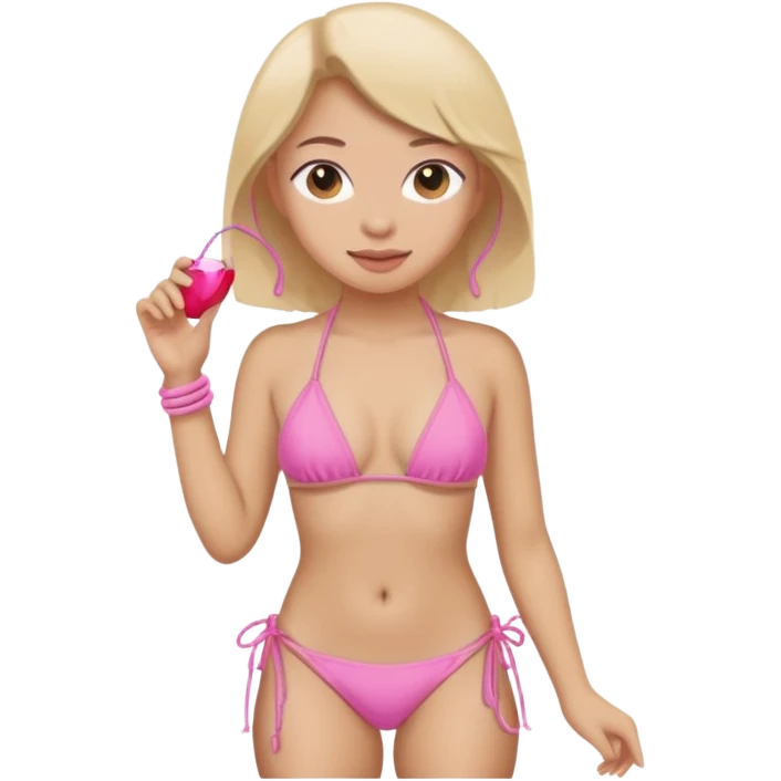 girl with a pink string bikini  emoji
