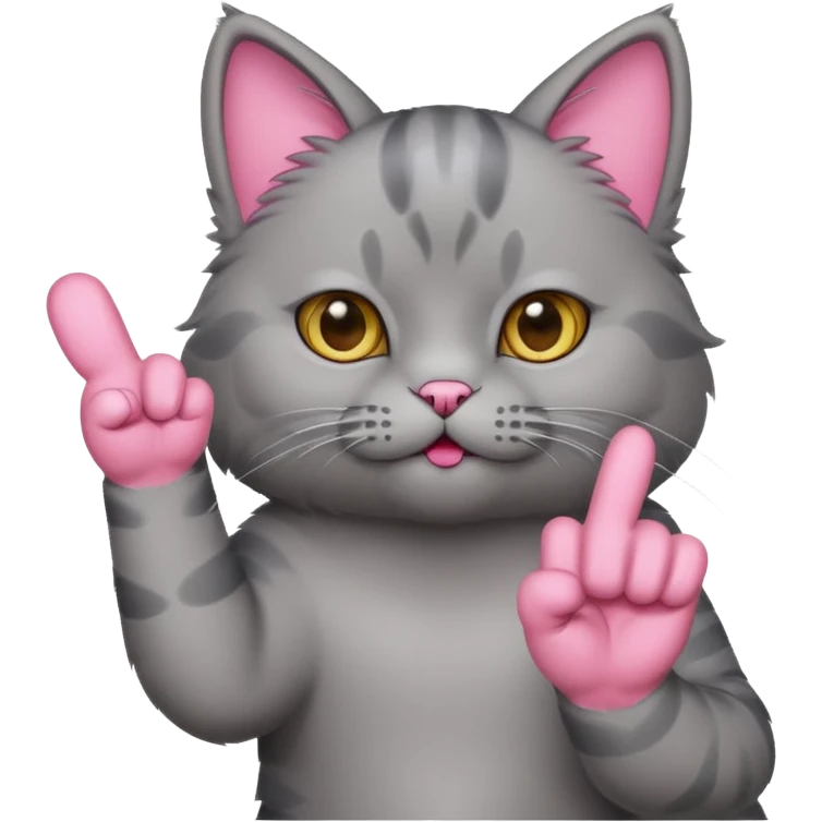 Gray cat giving middle finger emoji