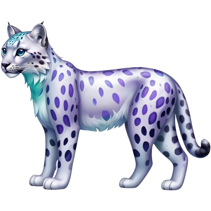 Colorful vibrant transparent iridescent luminescent ethereal fantasy-lynx-snow-leopard-animal, full-body emoji