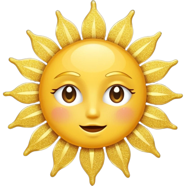 sun in 2d golden glitter in colour emoji