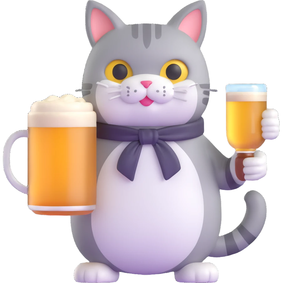 cat holding a giant beer mug emoji