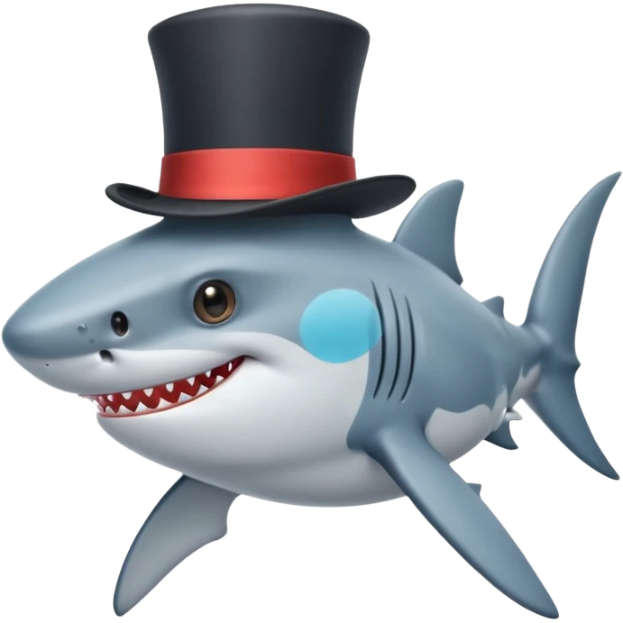 Shark with a top hat emoji