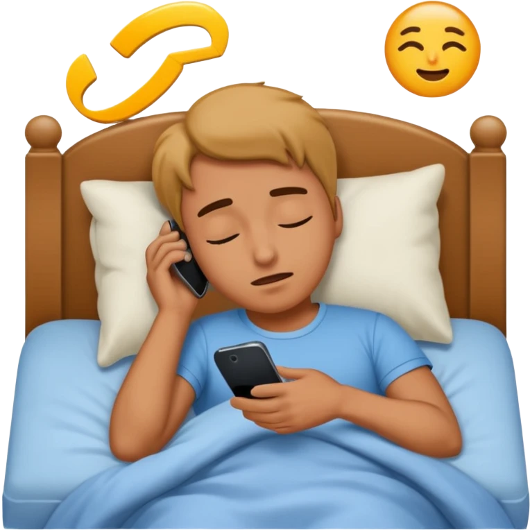 Falling asleep on the phone in bed emoji