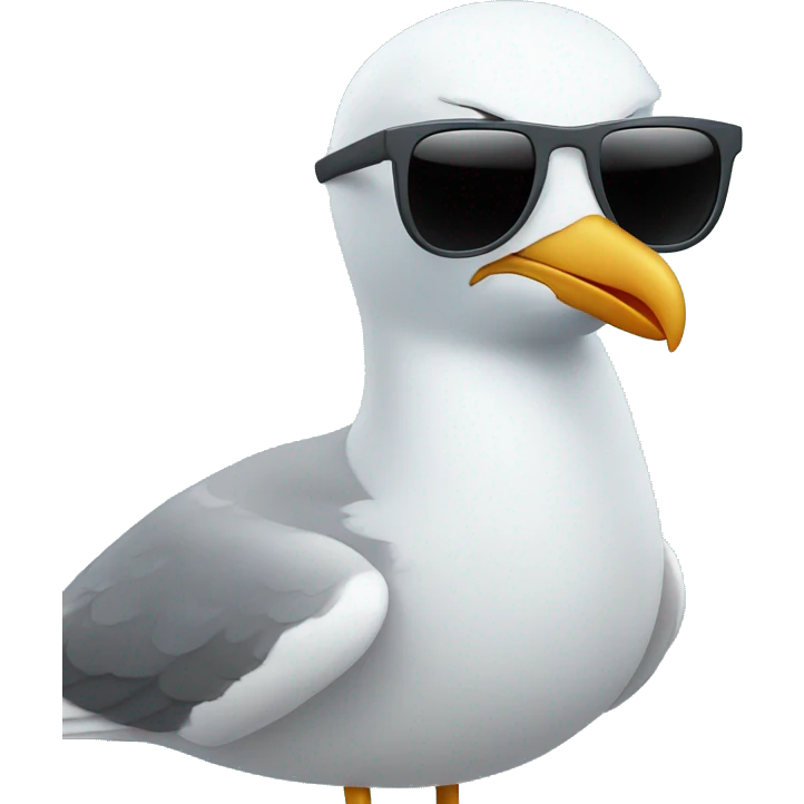 seagull wearing sunglasses with light blue background  emoji