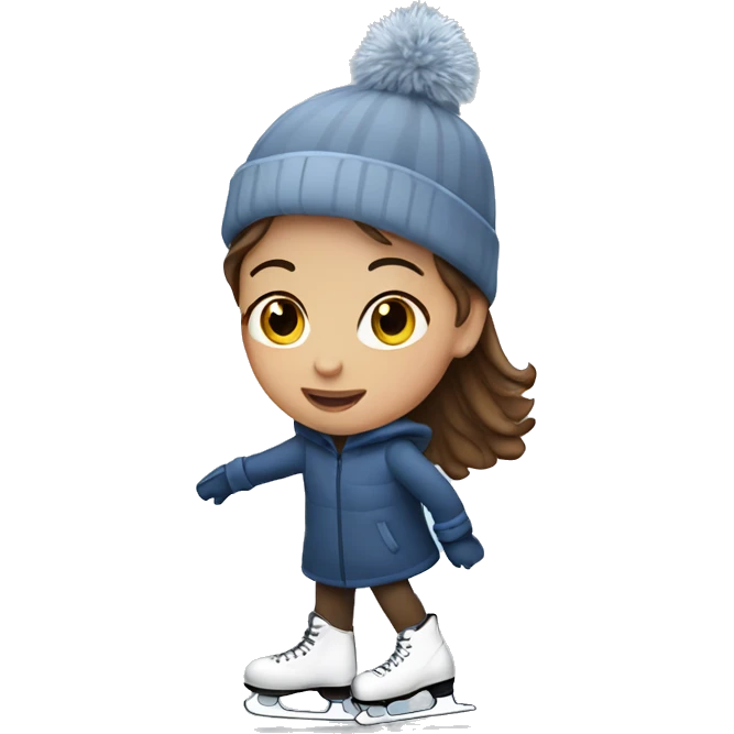 Girl with brown hair Ice skating emoji