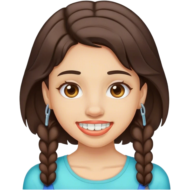 brunette light skin girl with braces emoji