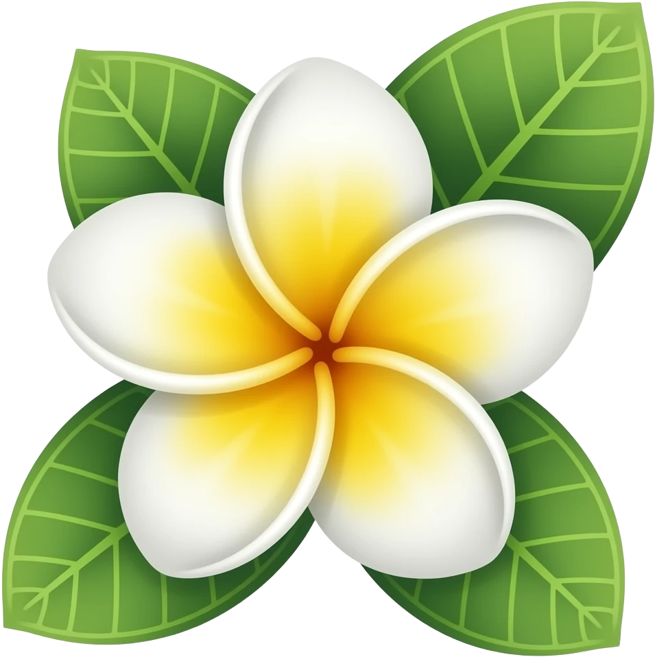 Frangipani flower with white and yellow emoji