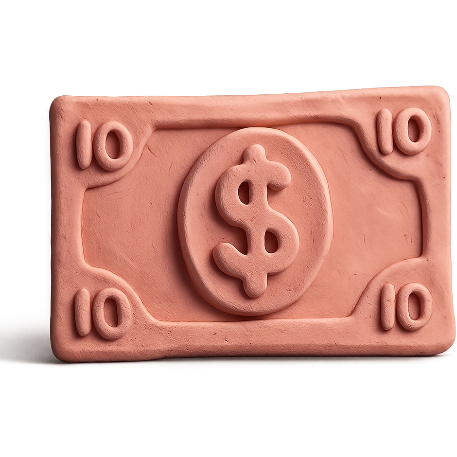 claymation style pink cash emoji