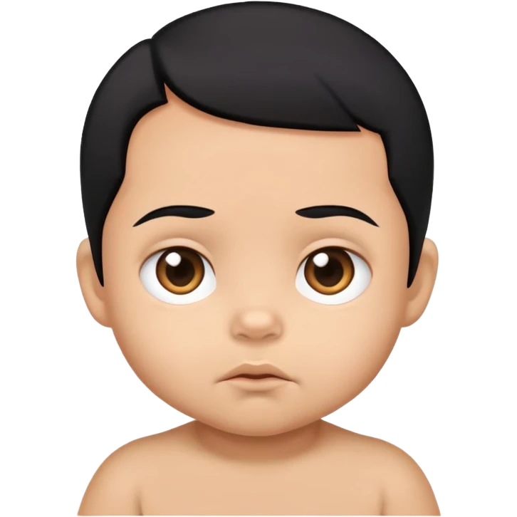Judgmental baby with black hair and tan skin emoji