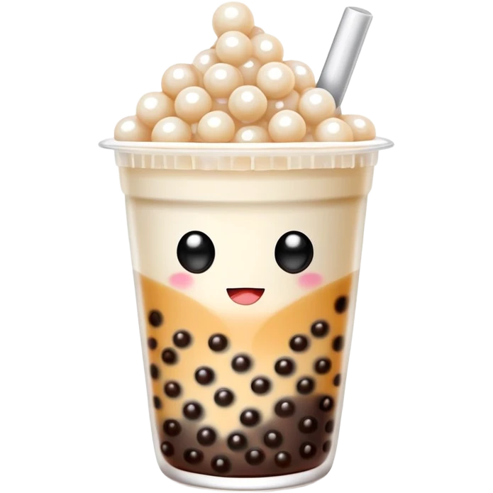 cute boba tea cup with tapioca pearls emoji