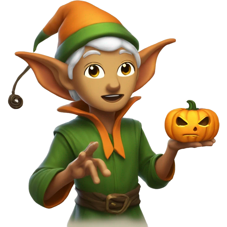 pumkin elf male casting a spell emoji