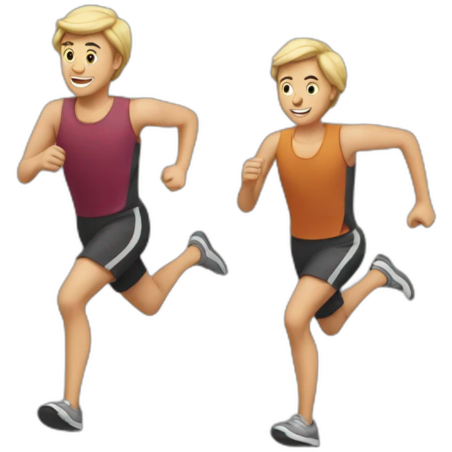 Three mein running emoji