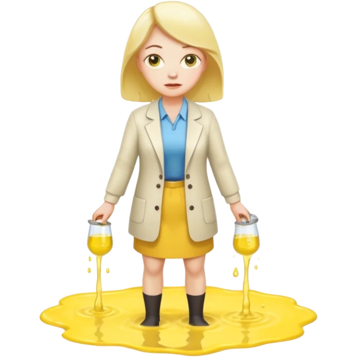 really ugly female science teacher standing in puddle of yellow pee emoji