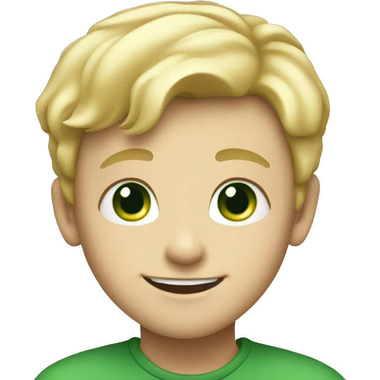 Smiling blonde boy with green eyes emoji