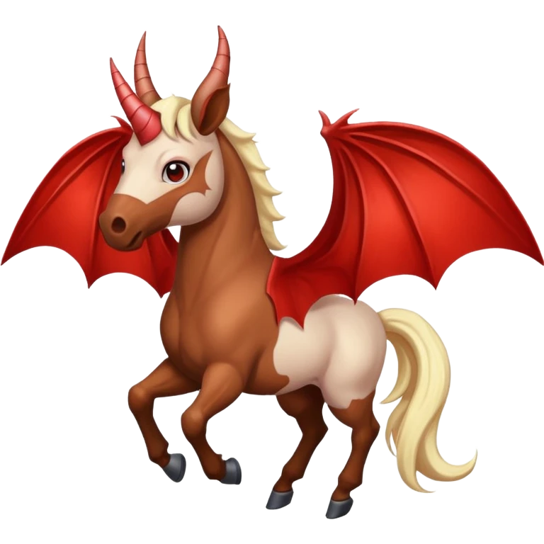 horse with horns and red bat wings emoji