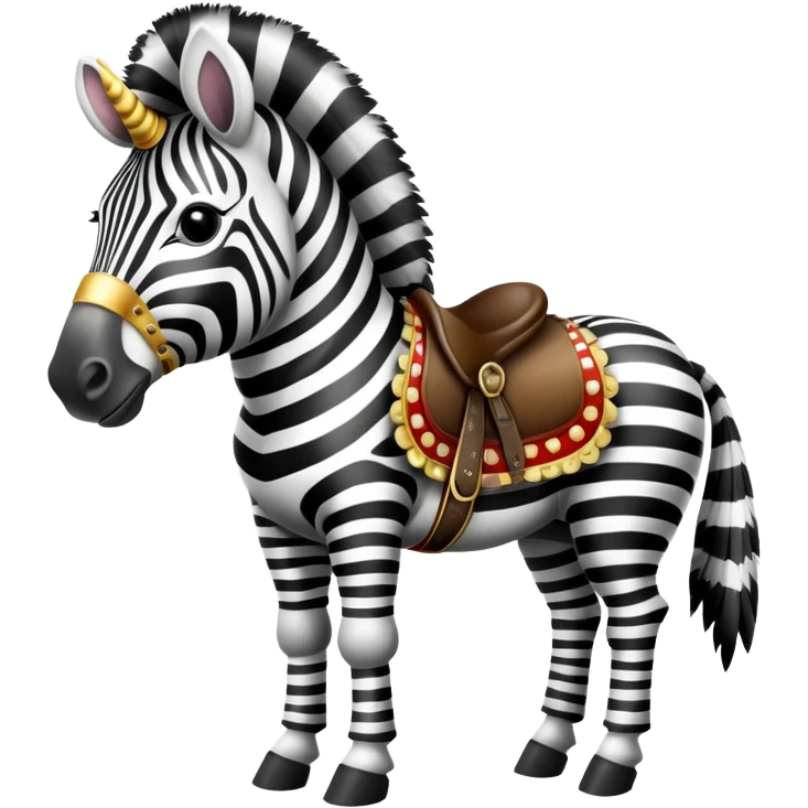 Vintage circus zebra wearing feathers and saddle emoji