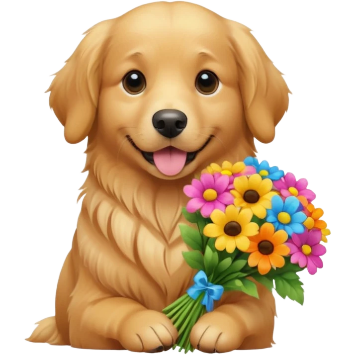 dog holding flowers emoji