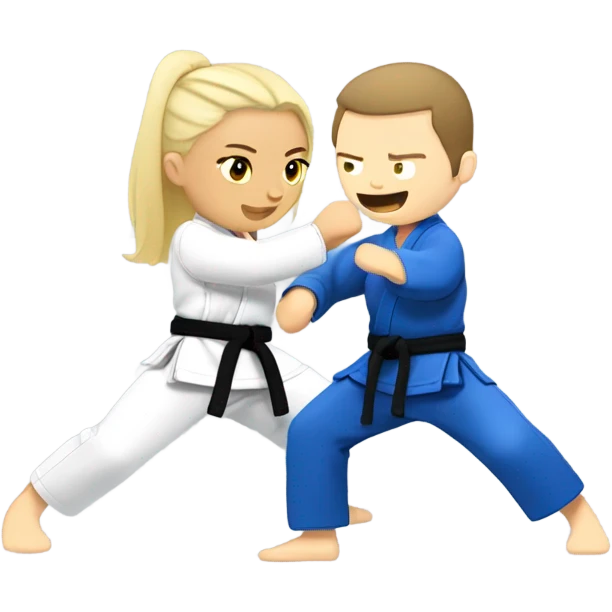Blonde woman and brunette white man doing Jiu jitsu  emoji