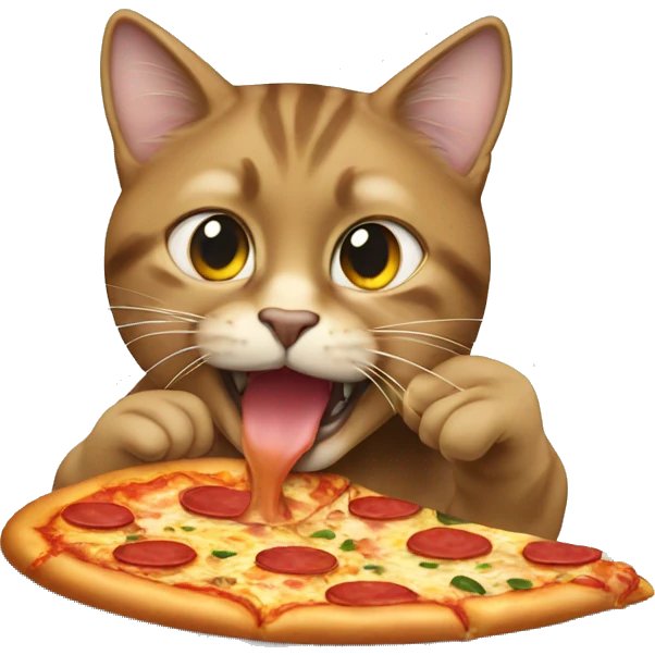 Cat eating pizza emoji