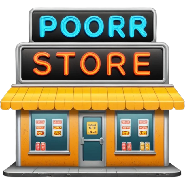 Convenience store named poor store and more emoji
