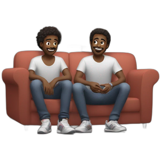 1 guy watching his 2 best friend play with their ps5 emoji