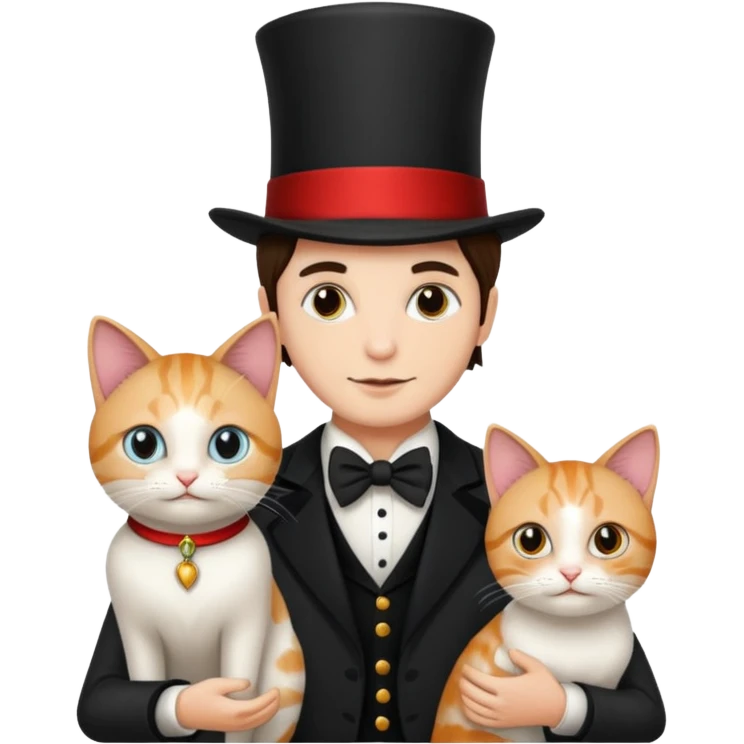 magician couple and their pet cat emoji