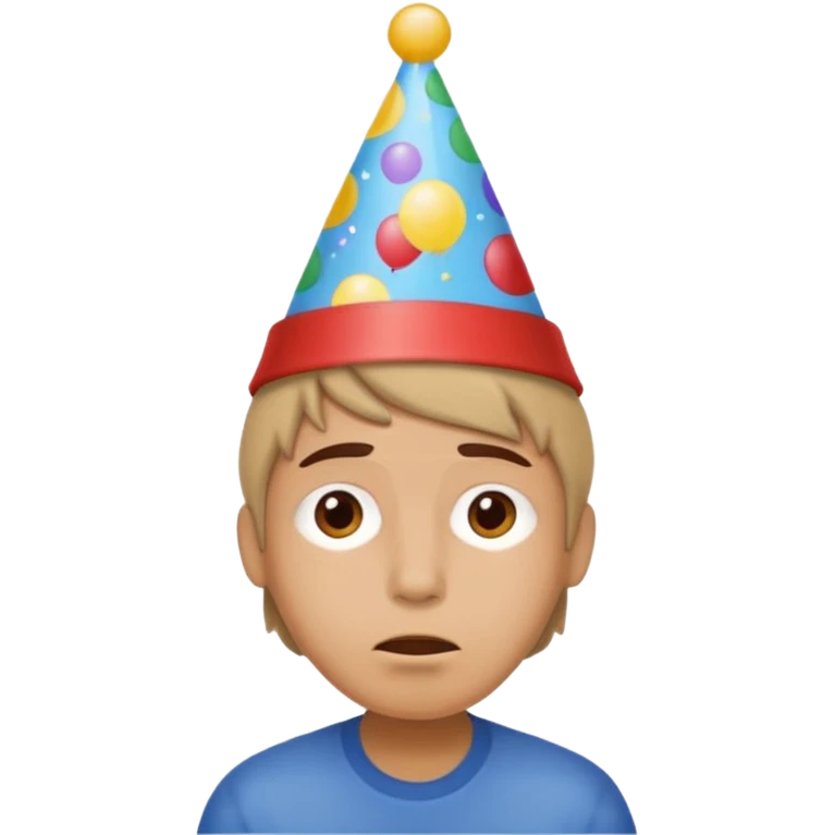 Tired but with birthday hat emoji